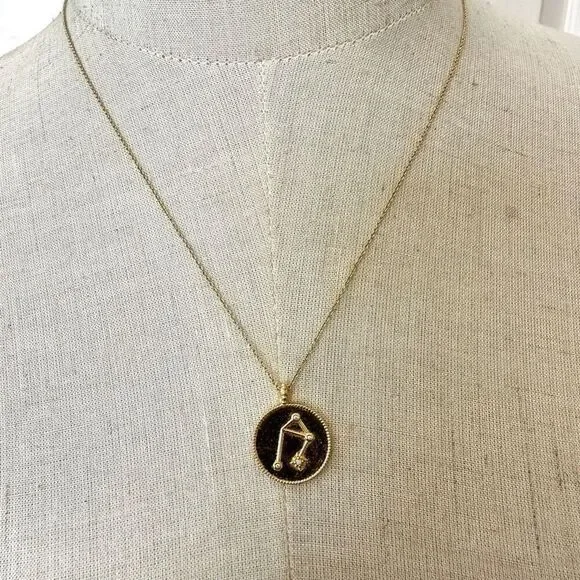 Gorjana 18k gold plated libra opalite coin necklace - Picture 2 of 11